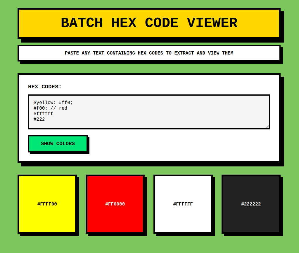 Batch Hex Code Viewer