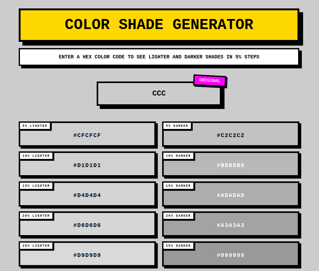 Color Shade Generator